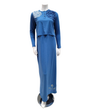 Lunderbeck Flocked Hydrangea Cobalt Cotton Nursing Nightgown
