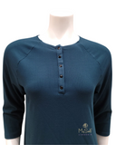 Angelice S6177 Blue Peacock Ribbed Gold Snaps Modal Nightshirt myselflingerie.com