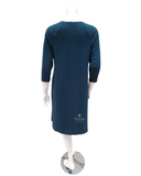 Angelice S6177 Blue Peacock Ribbed Gold Snaps Modal Nightshirt myselflingerie.com