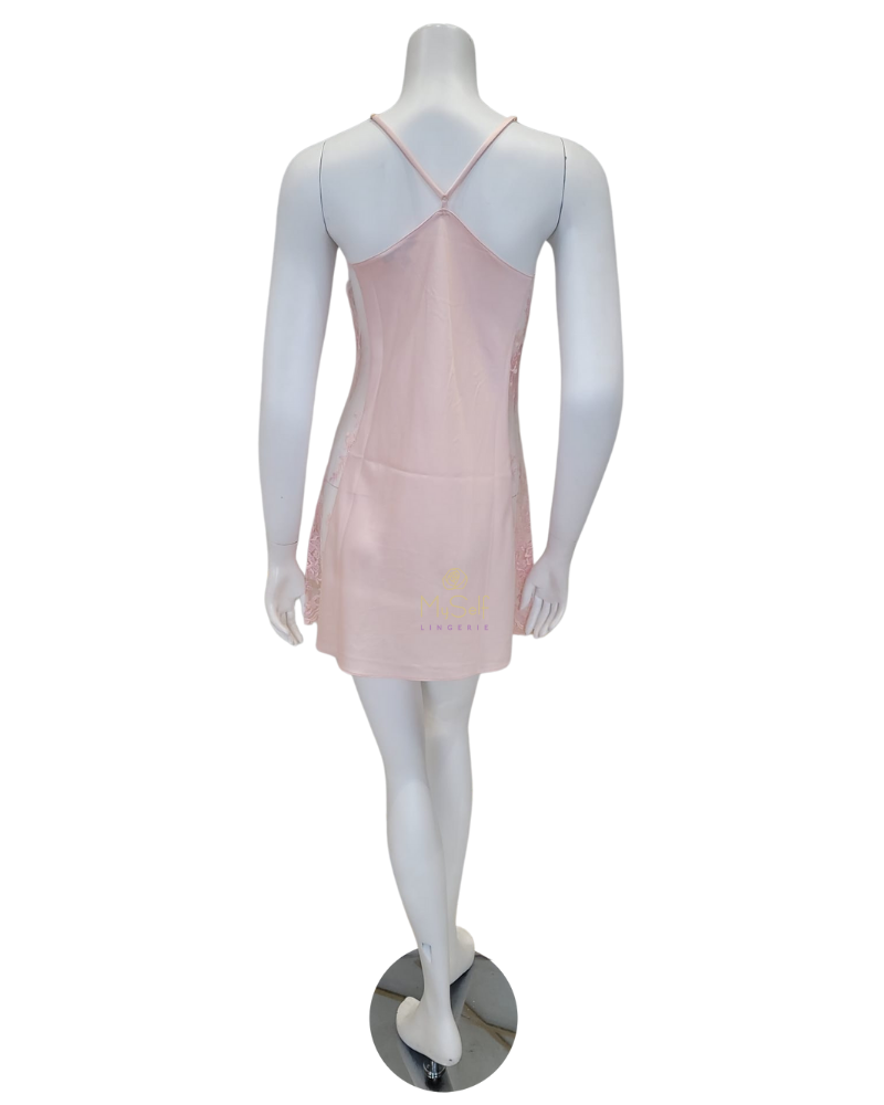 Rya Collection 207X Petal Pink Darling Lace Panel Chemise Plus Sizes myselflingerie.com