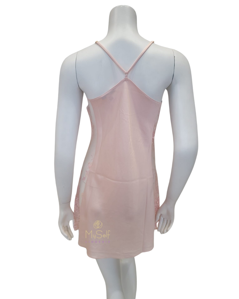 Rya Collection 207X Petal Pink Darling Lace Panel Chemise Plus Sizes myselflingerie.com