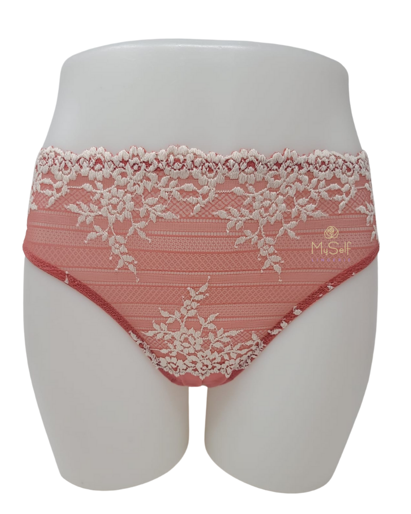 Wacoal Faded Rose/White Sand Embrace Lace Hi Cut Brief