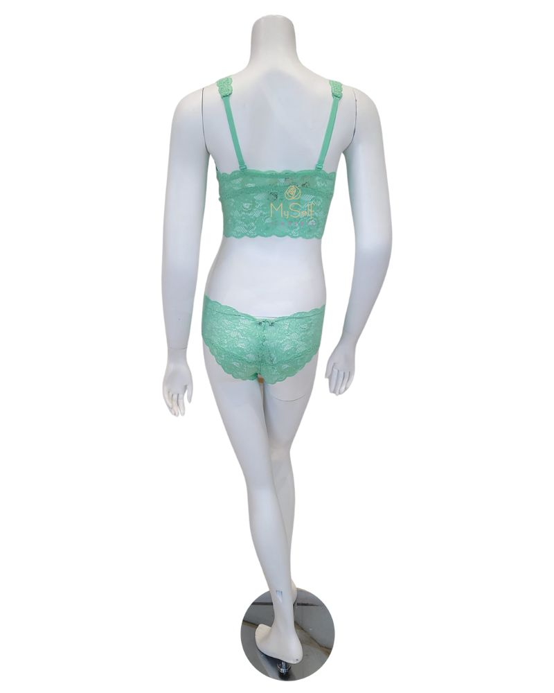 Cosabella NEVER1386 + 07ZL Ghana Green Lace Bralette & Short Set myselflingerie.com