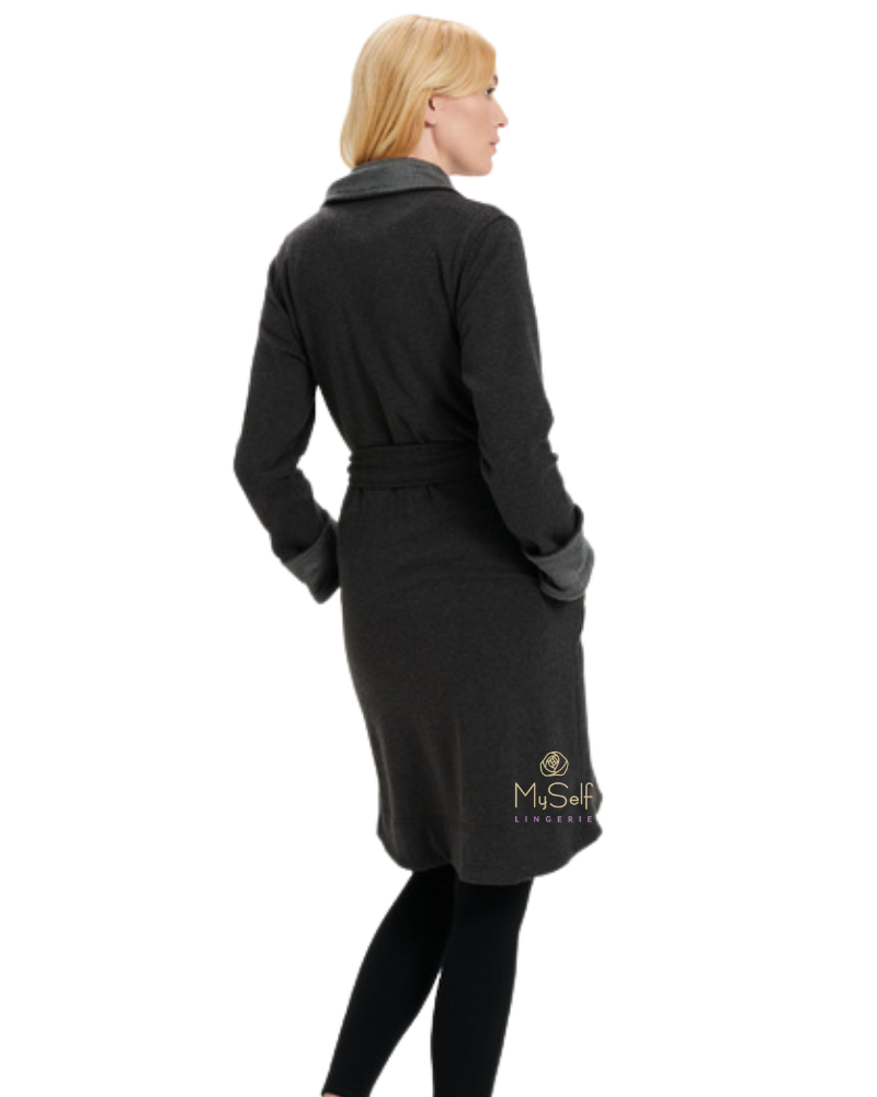 UGG 1095613 Black Bear Heather Blanche II Fleece Wrap Robe myselflingerie.com