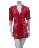 Mapale 7115 Red Lace & Satin Wrap Robe with Matching G-String myselflingerie.com