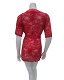 Mapale 7115 Red Lace & Satin Wrap Robe with Matching G-String myselflingerie.com
