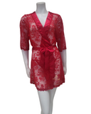 Mapale 7115X Red Lace & Satin Plus Size Wrap Robe w/ Matching G-String myselflingerie.com