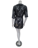 Mapale 7115X Black Lace & Satin Plus Size Wrap Robe w/ Matching G-String myselflingerie.com