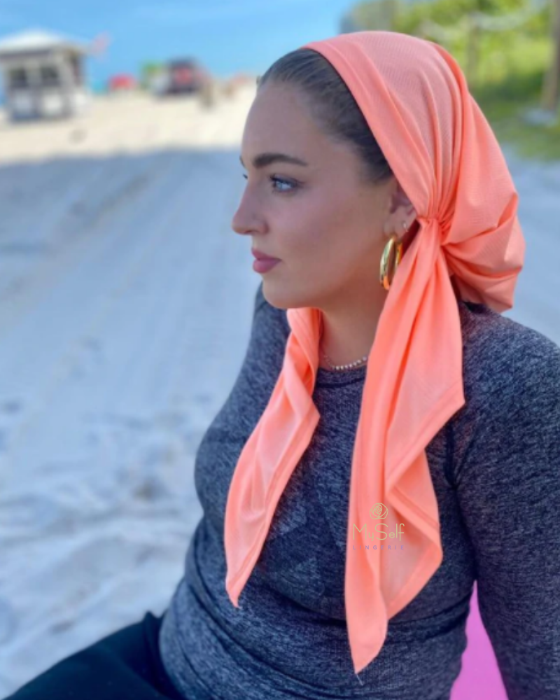 Scarf Bar SB Neon Coral Dri Fit Pre-Tied Bandanna with Velvet Non Slip Grip myselflingerie.com