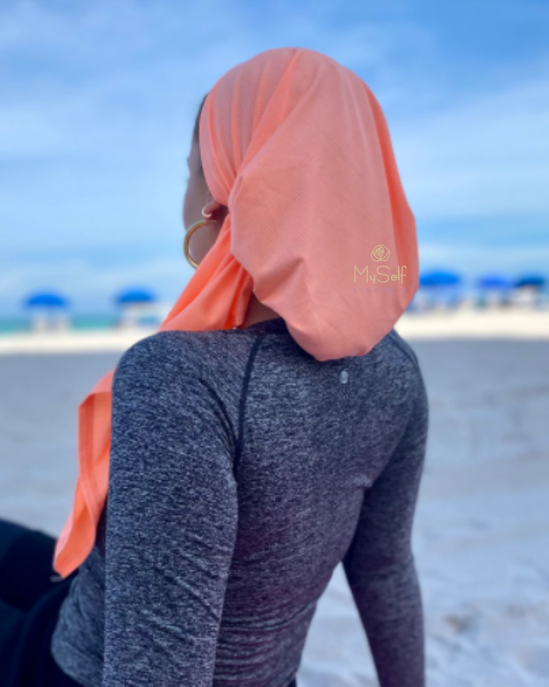 Scarf Bar SB Neon Coral Dri Fit Pre-Tied Bandanna with Velvet Non Slip Grip myselflingerie.com