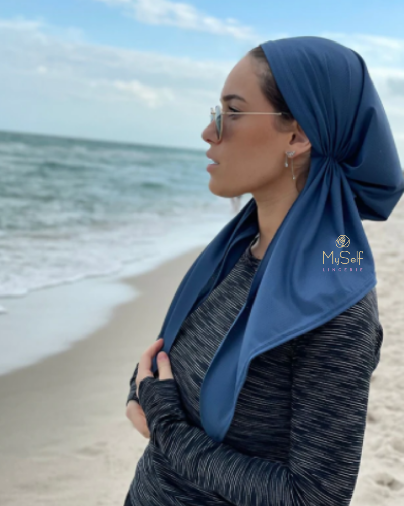 Scarf Bar SB Ocean Blue Dri Fit Pre-Tied Bandanna with Velvet Non Slip Grip myselflingerie.com