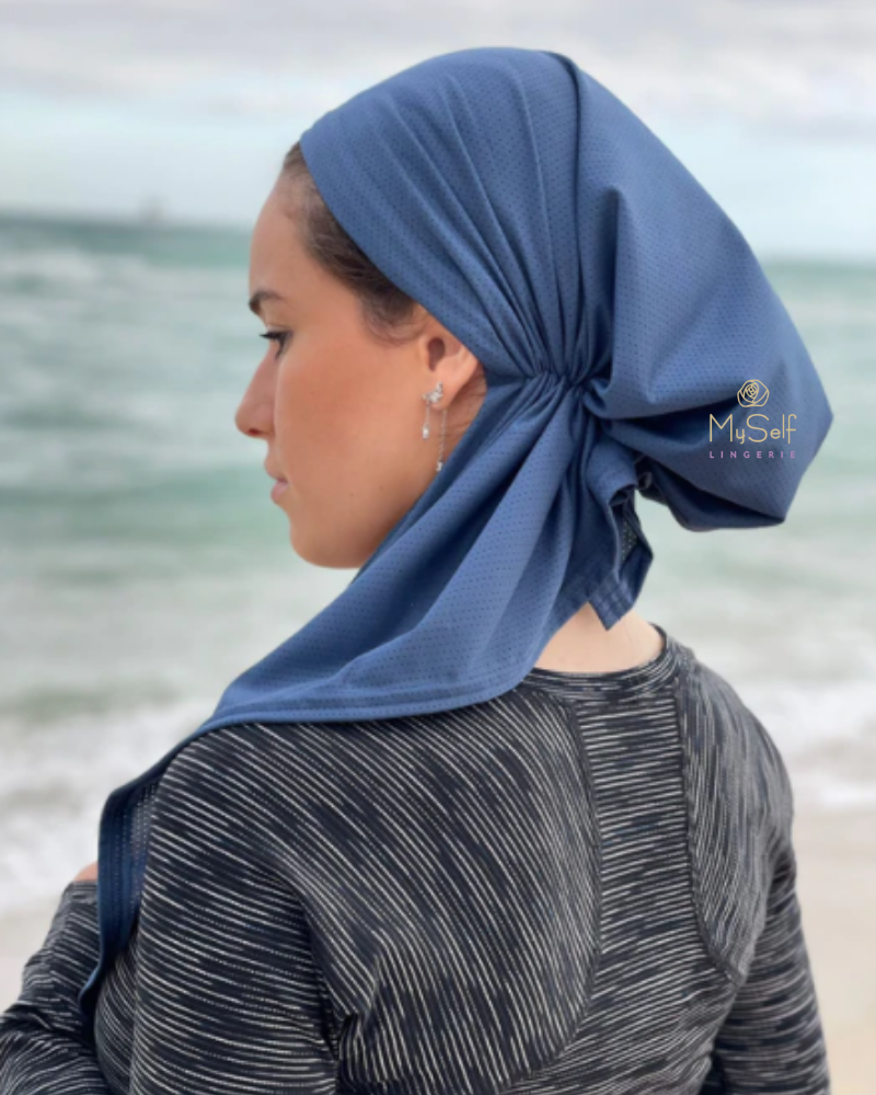 Scarf Bar SB Ocean Blue Dri Fit Pre-Tied Bandanna with Velvet Non Slip Grip myselflingerie.com
