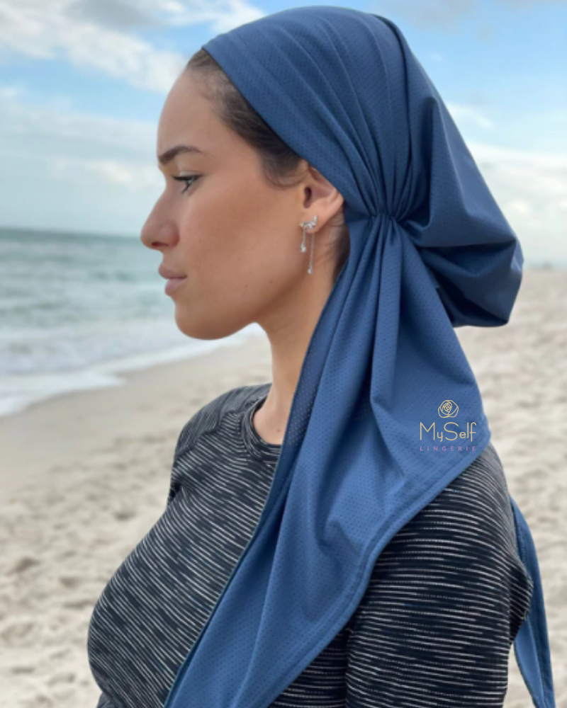 Scarf Bar SB Ocean Blue Dri Fit Pre-Tied Bandanna with Velvet Non Slip Grip myselflingerie.com