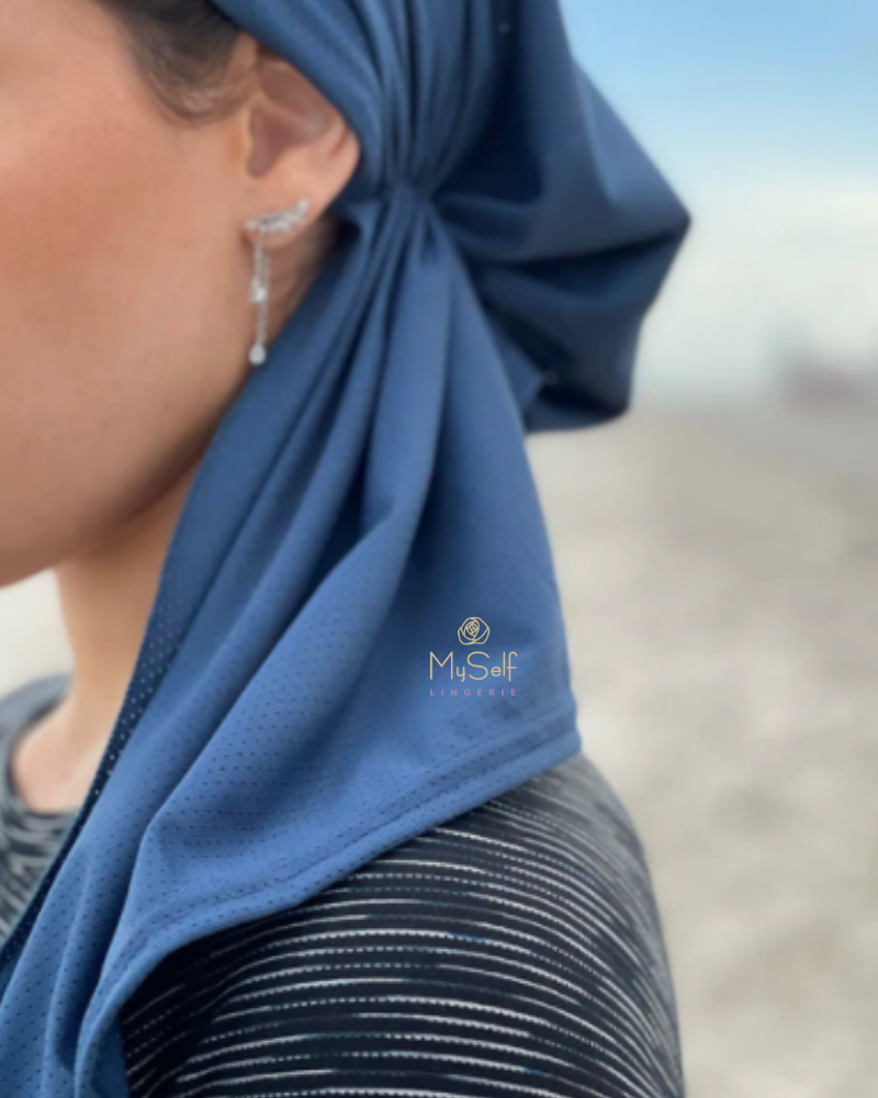 Scarf Bar SB Ocean Blue Dri Fit Pre-Tied Bandanna with Velvet Non Slip Grip myselflingerie.com