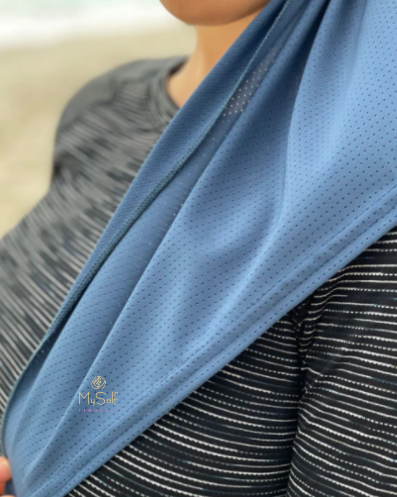 Scarf Bar SB Ocean Blue Dri Fit Pre-Tied Bandanna with Velvet Non Slip Grip myselflingerie.com