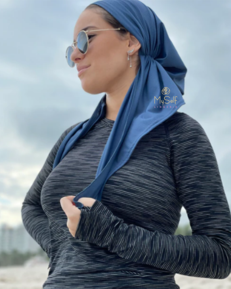 Scarf Bar SB Ocean Blue Dri Fit Pre-Tied Bandanna with Velvet Non Slip Grip myselflingerie.com