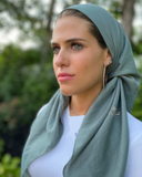 Scarf Bar SB FW2021 Sage Green Premium Solid Square Scarf myselflingerie.com