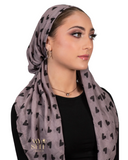 Tie Ur Knot Grey Hearts Pre-Tied Bandanna with Light Non Slip Grip myselflingerie.com