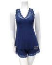Oh! Zuza 3832 Navy Lace T Back Modal Cami Set myselflingerie.com