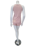 Oh! Zuza 3809 Lace V Cap Sleeve Dusty Pink Shorts Modal Pajamas Set myselflingerie.com
