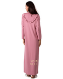 Ellwi 508-PK Pink Ruffle Bib Button Down Cotton Nightgown myselflingerie.com