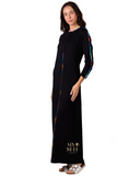 Ellwi 520 Multicolor Piping Black Button Down Cotton Nightgown myselflingerie.com