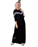Ellwi 524 Animal Print V Style Pull On Black Cotton Nightgown myselflingerie.com
