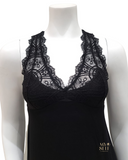 Oh! Zuza 3830 Black Lace T Back Modal Chemise myselflingerei.com