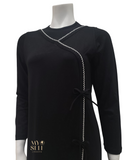 Ellwi 509-BK Black Kimono Style Pull On Cotton Nightgown myselflingerie.com