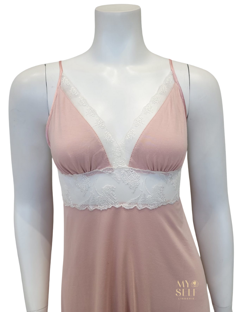 Oh! Zuza 3819 + 3820 Dusty Pink Floral Fantasy Chemise & Robe Set myselflingerie.com