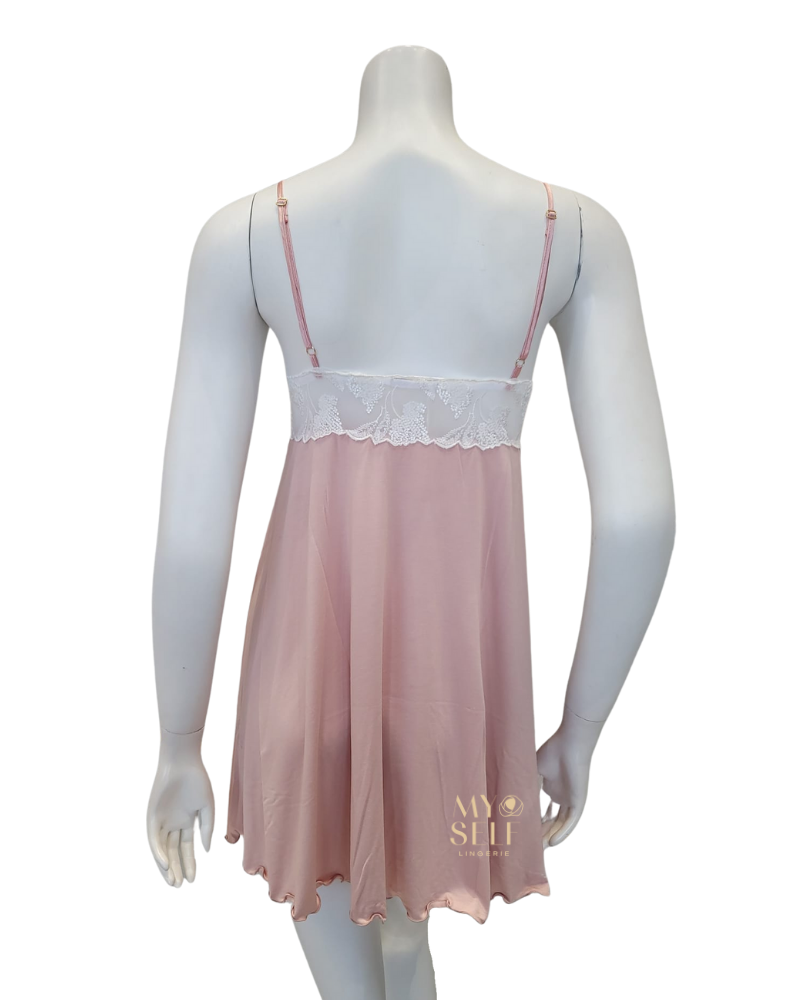 Oh! Zuza 3819 + 3820 Dusty Pink Floral Fantasy Chemise & Robe Set myselflingerie.com