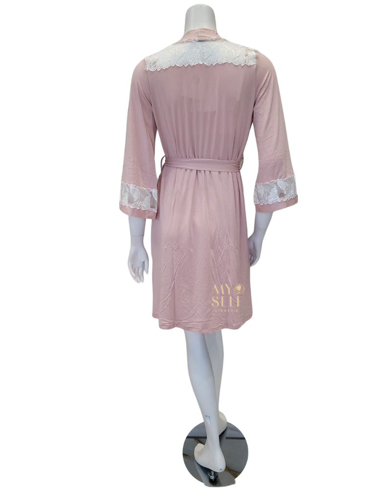 Oh! Zuza 3819 + 3820 Dusty Pink Floral Fantasy Chemise & Robe Set myselflingerie.com