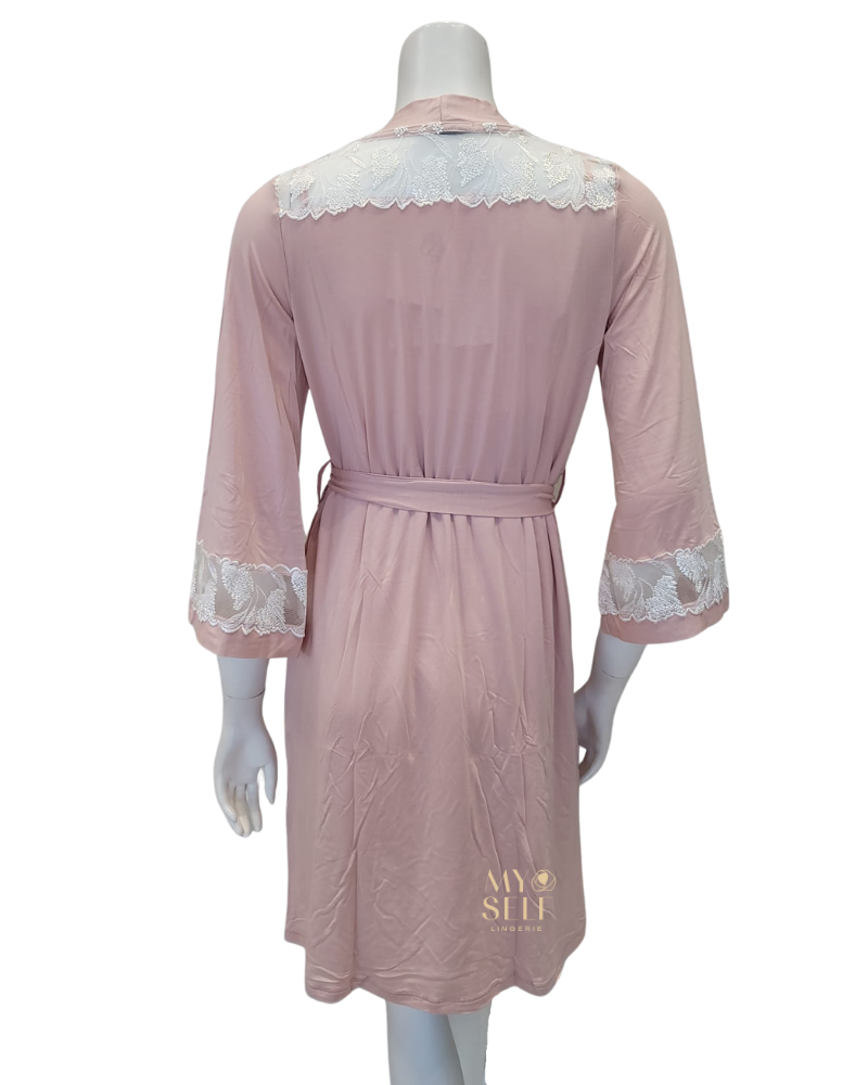 Oh! Zuza 3819 + 3820 Dusty Pink Floral Fantasy Chemise & Robe Set myselflingerie.com