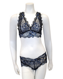 Oh! Zuza 3839 + 3840 Black/Blue Lace Bralette Set myselflingerie.com