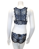 Oh! Zuza 3839 + 3840 Black/Blue Lace Bralette Set myselflingerie.com