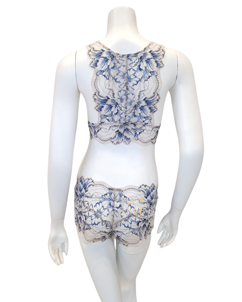 Oh! Zuza 3839 + 3840 Ivory/Blue Lace Bralette Set myselflingerie.com