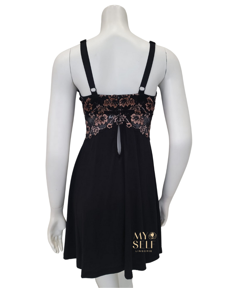 Cosabella SAVON9502 Black/Mandorla Curvy Chemise & G-String Set myselflingerie.com