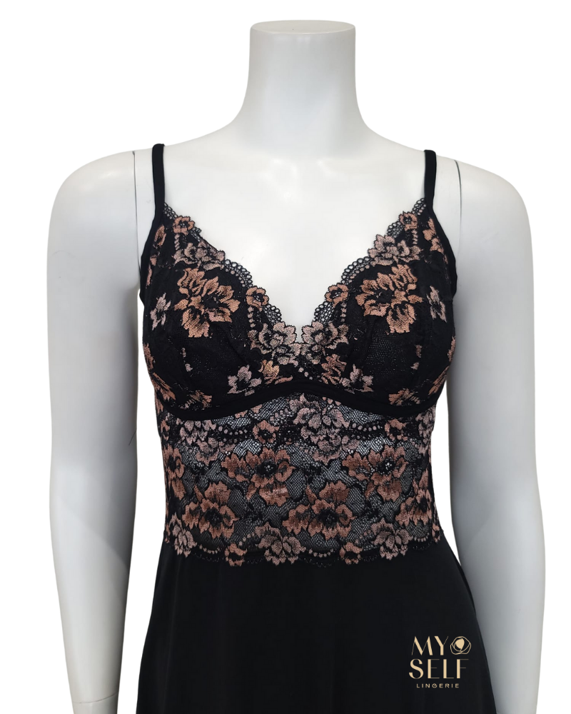 Cosabella SAVON9501 Black/Mandorla Chemise & G-String myselflingerie.com