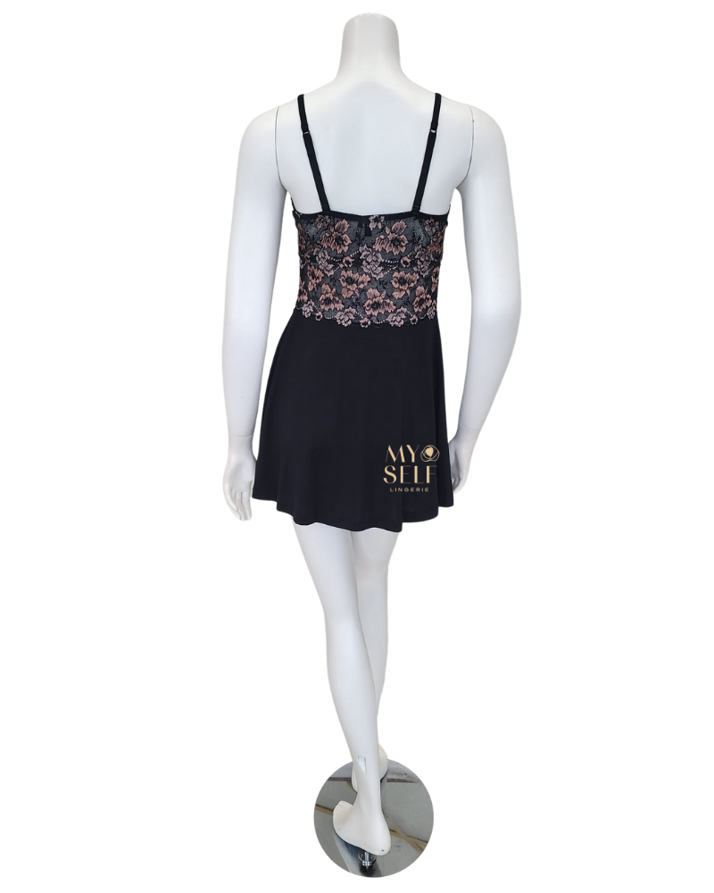 Cosabella SAVON9501 Black/Mandorla Chemise & G-String myselflingerie.com