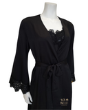 Rya Collection 573 + 574 Black Rosey Chiffon Gown & Robe Set myselflingerie.com