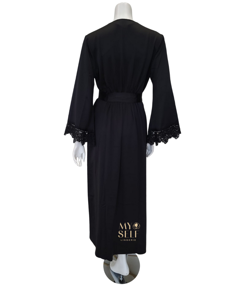 Rya Collection 573 + 574 Black Rosey Chiffon Gown & Robe Set myselflingerie.com