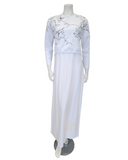 Chicolli SS22N17B White Floral Outline Cotton Nursing Nightgown myselflingerie.com