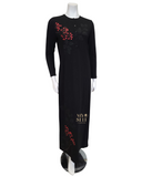 Chicolli SS22N07A Black Cherry Blossom Button Down Cotton Nightgown myselflingerie.com