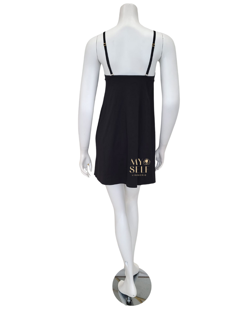 Montelle 9039 Black/Sand Bardot Microfiber Chemise myselflingerie.com