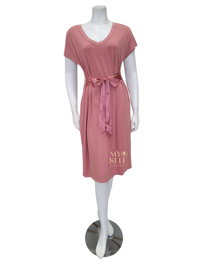 Fleurt 636 Rosette Belted Modal Lounge Nightshirt myselflingerie.com