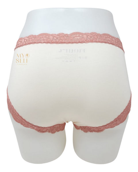 Fleur't 602 Swan/Rosette Iconic Modal Lace Hi Waisted Brief myselflingerie.com