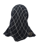 Lizi Headwear ABPBLGY Black/Grey Plaid Border Pre-Tied Bandanna with Light Grip myselflingerie.com