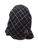 Lizi Headwear ABPBLBU Black/Burgundy Plaid Border Pre-Tied Bandanna with Light Grip myselflingerie.com