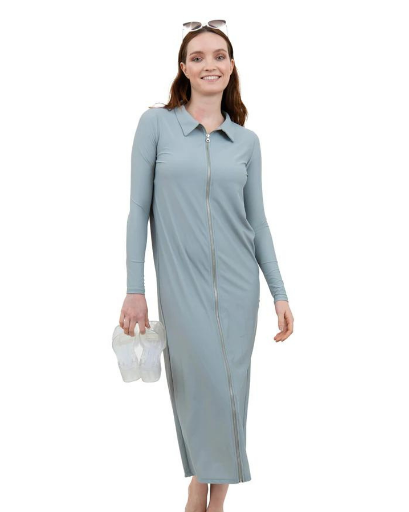 Undercover Waterwear ZMD Black Full Zip Maxi Swim Dress myselflingerie.com