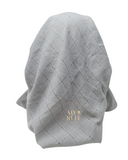 Lizi Headwear Grey Shimmer Boxes Open Back Pre-Tied Bandanna with Light Non Slip Grip myselflingerie.com